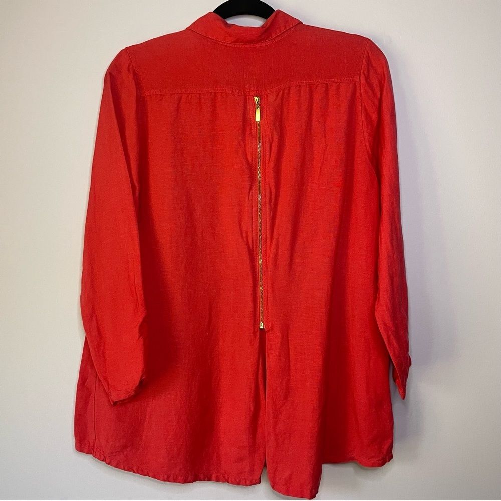 Soft Surroundings Red Linen Blend Button Front Zi… - image 8